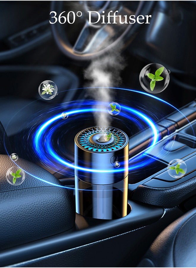 Portable Car Aromatherapy Diffuser Mini Air Purifier with 3 Gear Control, RGB Light, Type-C Fast Charge and Touch Control, Smart Air Freshener for Allergies, Dust and Odor Eliminator for Office Home