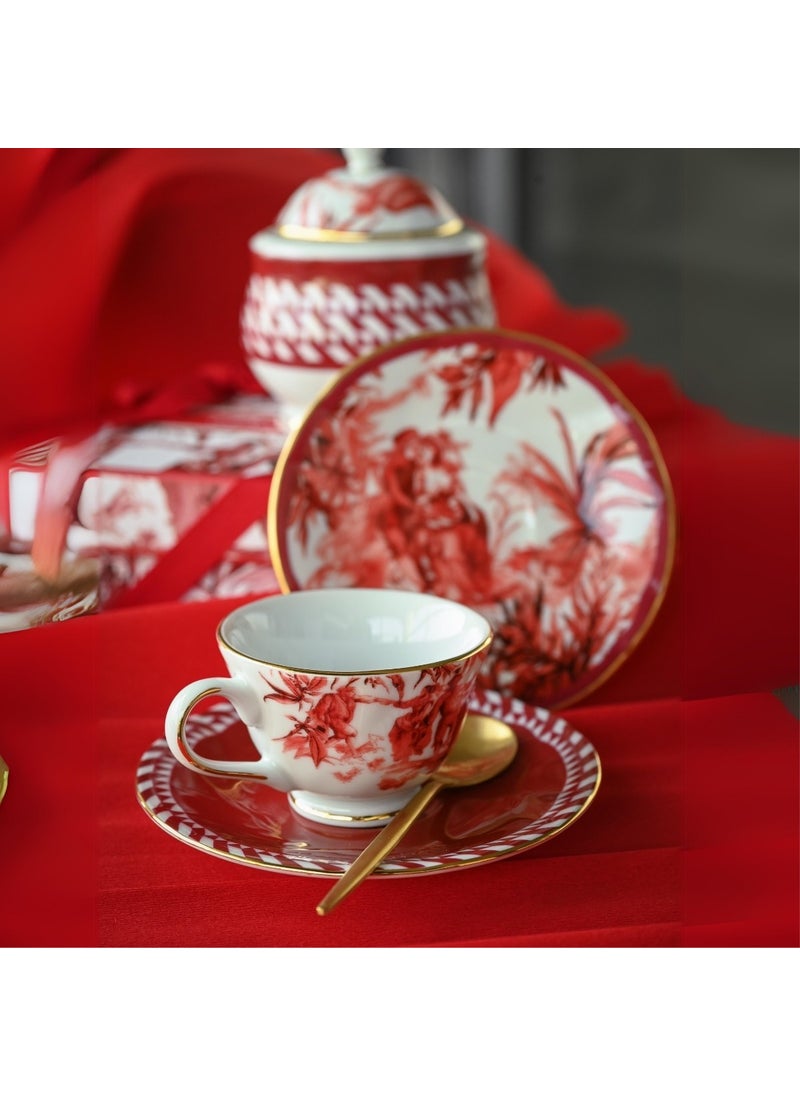 Baci milano - Le Rouge Porcelain 2-Piece Tea Cup 9.5 x 6.3 cm Red - Image 1