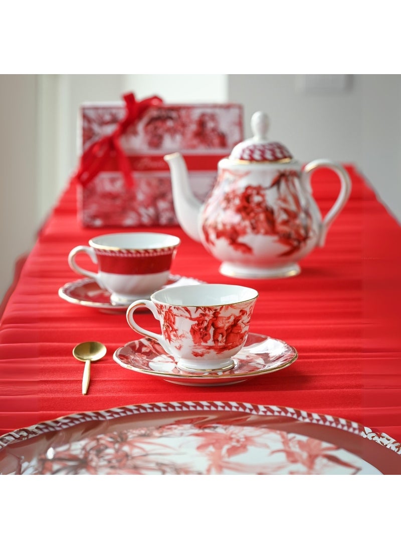 Baci milano - Le Rouge Porcelain 2-Piece Tea Cup 9.5 x 6.3 cm Red - Image 1