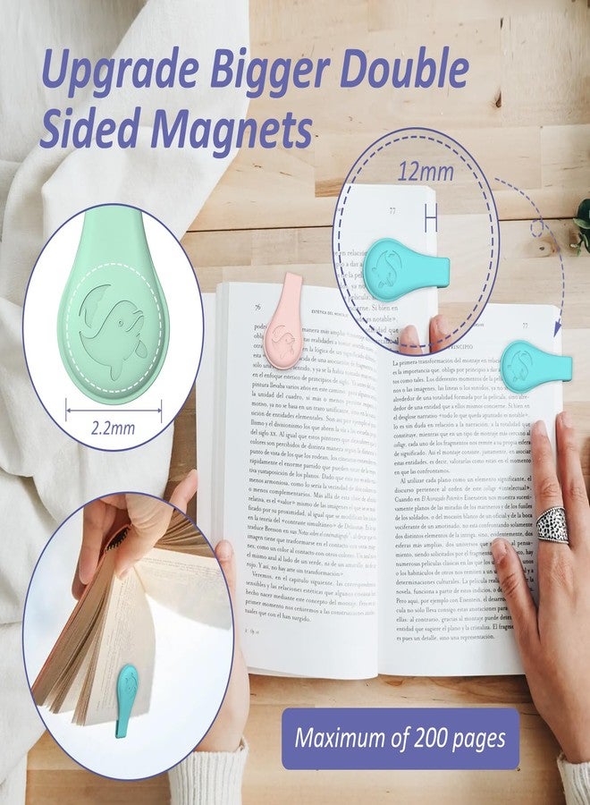 Vaszu Magnetic Silicone Bookmarks for Reading Book, 3 PCS Extra Strong Magnetic Book Mark Clip Cute Dolphin Book Page Holders Accessories Gift for Women, Men, Book Lovers, Teachers, Readers, Kids - Image 4