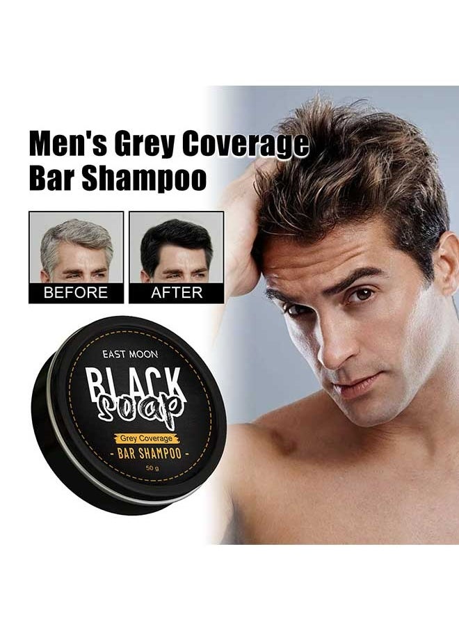 East Moon - Men's Grey Coverage Bar Shampoo Soap 50g, Remove Gray and Turn Black Hair Naturally, Dye Free Cleaning Shampoo Soap for Hair Growth and White Hair - Image 1