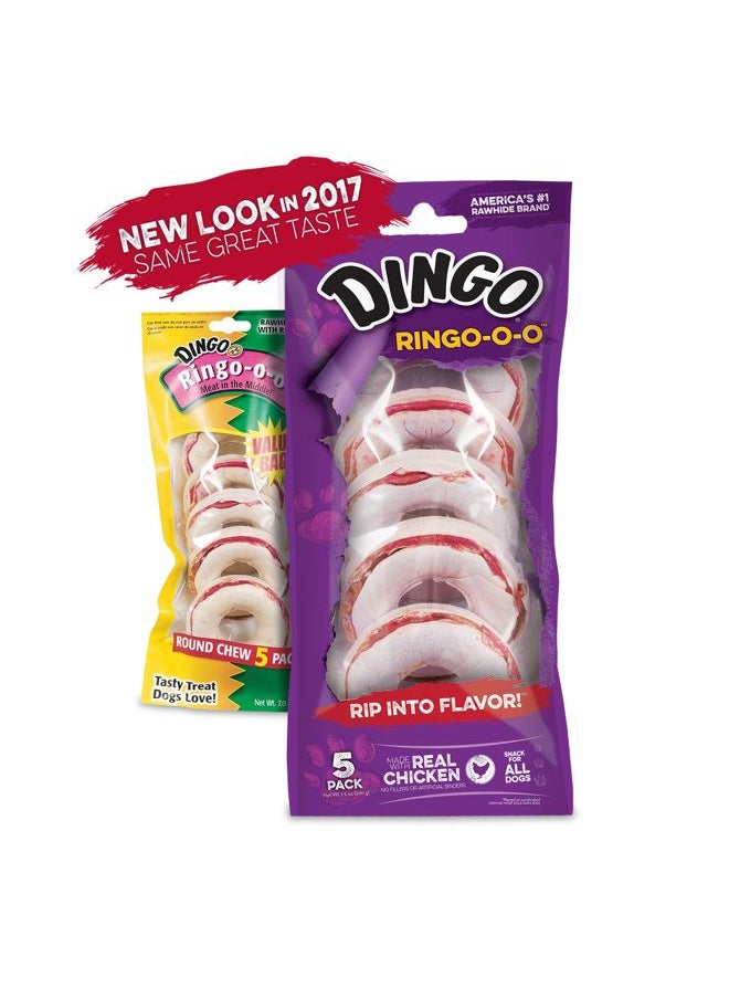 Dingo - Ringo-o-o, Premium Rawhide Treats with Real Meat for Small, Medium, and Large Dogs 5-Count - Image 1