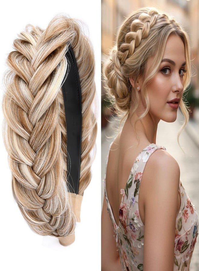 DIGUAN Wide Messy Braided Headband With Teeth Synthetic Hair Plaited Headband High Elasticity Braids Fishtail Braided Hair Band Hairpiece for Girls Women (Sandy Blonde) - Image 1