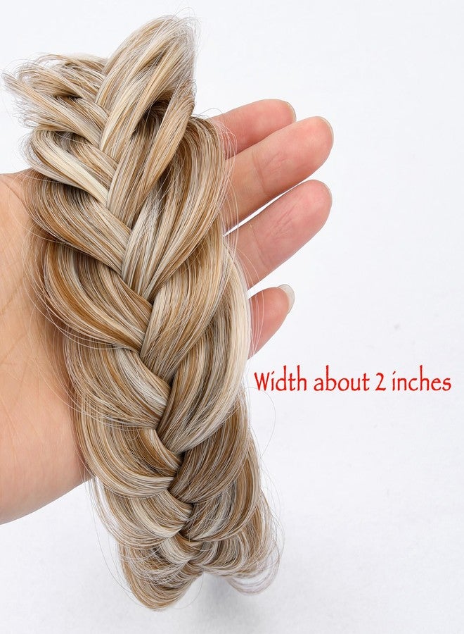DIGUAN Wide Messy Braided Headband With Teeth Synthetic Hair Plaited Headband High Elasticity Braids Fishtail Braided Hair Band Hairpiece for Girls Women (Sandy Blonde) - Image 3