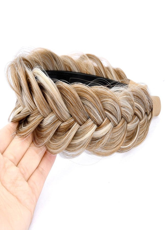 DIGUAN Wide Messy Braided Headband With Teeth Synthetic Hair Plaited Headband High Elasticity Braids Fishtail Braided Hair Band Hairpiece for Girls Women (Sandy Blonde) - Image 4
