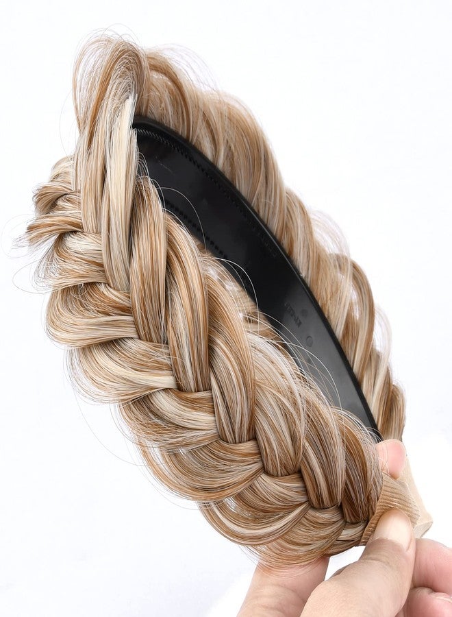 DIGUAN Wide Messy Braided Headband With Teeth Synthetic Hair Plaited Headband High Elasticity Braids Fishtail Braided Hair Band Hairpiece for Girls Women (Sandy Blonde) - Image 5