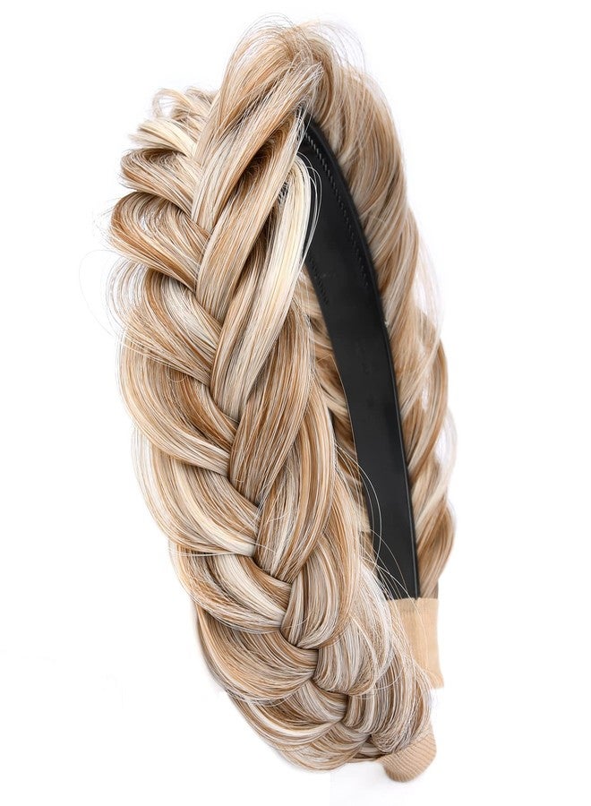 DIGUAN Wide Messy Braided Headband With Teeth Synthetic Hair Plaited Headband High Elasticity Braids Fishtail Braided Hair Band Hairpiece for Girls Women (Sandy Blonde) - Image 2