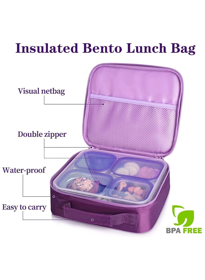 GGEROU Stainless Steel Lunch Box for Kids Adults,Insulated Bento Lunch Box with Tableware and Bag,1060ml 4 Compartment Divided Lunch Containers  - Image 4