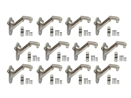 QCAA HandRail Brackets 3 Zinc Die Cast Brushed Nickel 12 Pack Made in Taiwan - Image 1