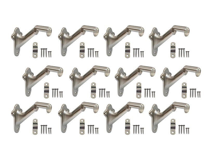 QCAA HandRail Brackets 3 Zinc Die Cast Brushed Nickel 12 Pack Made in Taiwan - Image 2