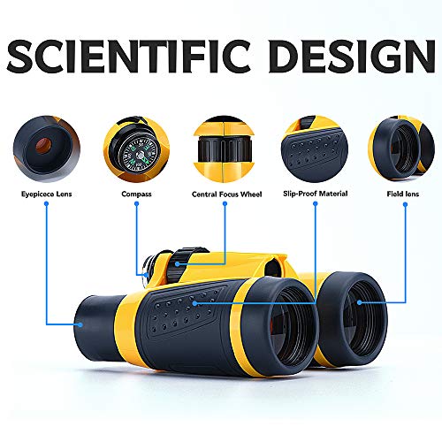 Vanstarry Compact Binoculars for Kids Bird Watching Hiking Camping Fishing Accessories Gear Essentials Best Toy Gifts for Boys Girls Children Toddler Waterproof 5X30 Optical Lens Including Compass - Image 3