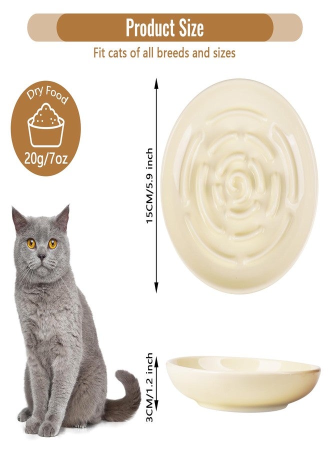 Lfpkixise Slow Feeder Cat Bowl Set of 2, Ceramic Slow Feeding Cats Bowl Whisker Friendly, Anti Vomiting Cat Feeder for Dry and Wet Food，Fun Maze Interactive Bloat Stop Puzzle Bowls for Healthy Eating Diet - Image 2