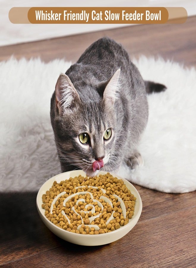 Lfpkixise Slow Feeder Cat Bowl Set of 2, Ceramic Slow Feeding Cats Bowl Whisker Friendly, Anti Vomiting Cat Feeder for Dry and Wet Food，Fun Maze Interactive Bloat Stop Puzzle Bowls for Healthy Eating Diet - Image 5