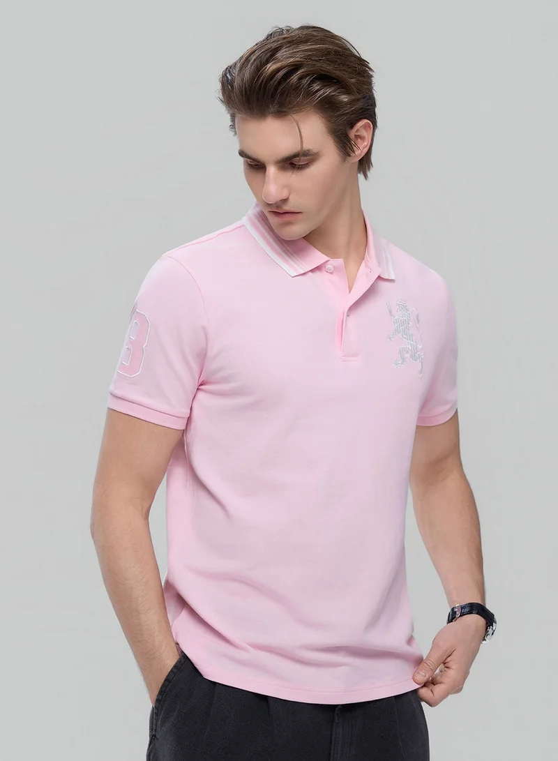 Men’s Cotton Slim Polo with 3D Lion Embroidery