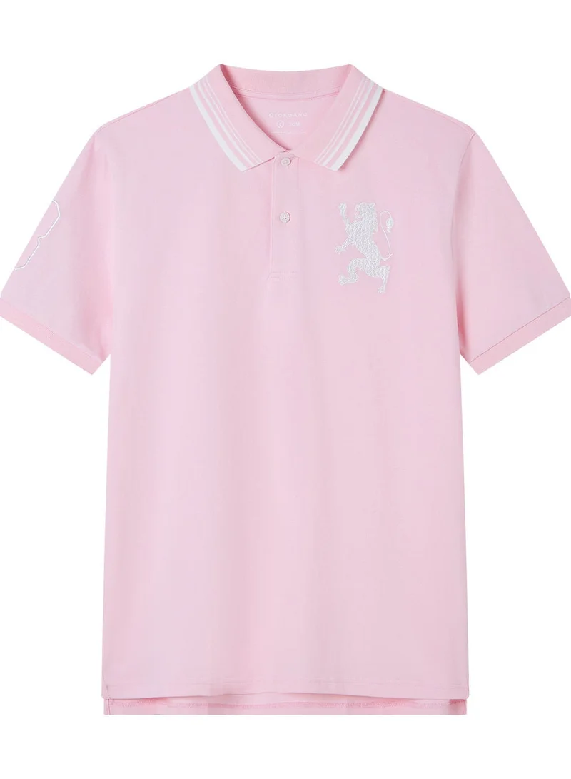 GIORDANO  Men’s Cotton Slim Polo with 3D Lion Embroidery for Men | Best Price UAE