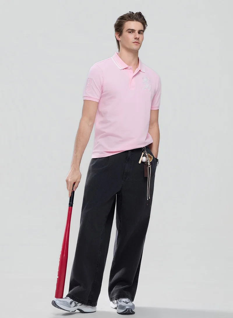 GIORDANO  Men’s Cotton Slim Polo with 3D Lion Embroidery for Men | Best Price UAE