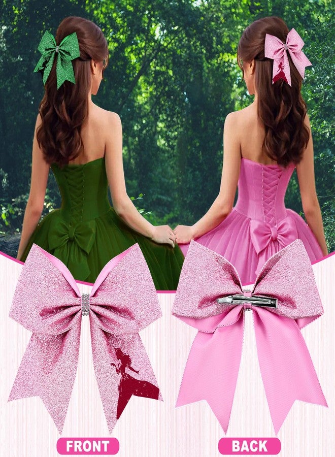 CraftyDream 7.5 Inch Hair Accessories for Women, Witch and Princess Hair Bows for Movie Fans, Pink Green Cute Bow Clips Gifts for Women Girls (Pink,Princess) - Image 4