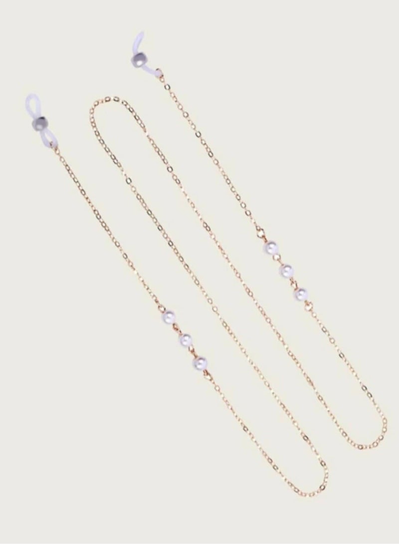 RA accessories Women Eyeglasses Golden Chain With Pearls Off White  Also Use As Necklace - Image 3