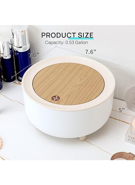 Shrux Shrux Mini Portable Tabletop Dustbin Desk Trash Can with Attached Swing lid and Swing Press Opening Round Decorative Office Desk Trash Bin With One touch Press Opening Mini Round Table Dustbin  - Image 2