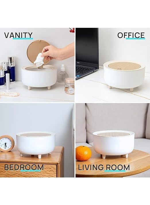 Shrux Shrux Mini Portable Tabletop Dustbin Desk Trash Can with Attached Swing lid and Swing Press Opening Round Decorative Office Desk Trash Bin With One touch Press Opening Mini Round Table Dustbin  - Image 4