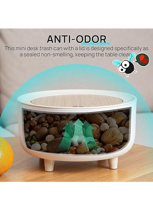 Shrux Shrux Mini Portable Tabletop Dustbin Desk Trash Can with Attached Swing lid and Swing Press Opening Round Decorative Office Desk Trash Bin With One touch Press Opening Mini Round Table Dustbin  - Image 3