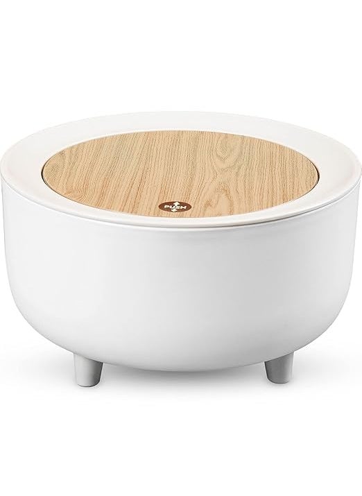 Shrux Shrux Mini Portable Tabletop Dustbin Desk Trash Can with Attached Swing lid and Swing Press Opening Round Decorative Office Desk Trash Bin With One touch Press Opening Mini Round Table Dustbin  - Image 1