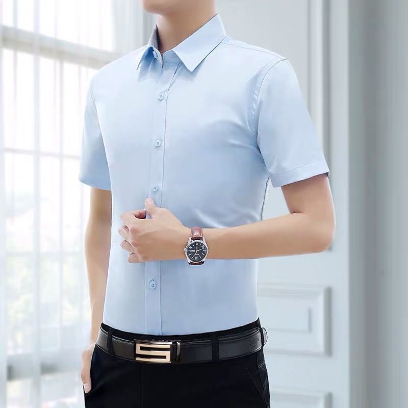 Summer White Shirt Men'S Short-Sleeved Business Formal Fit Professional Workwear Large Size White Half-Sleeved Work Shirt - Image 1