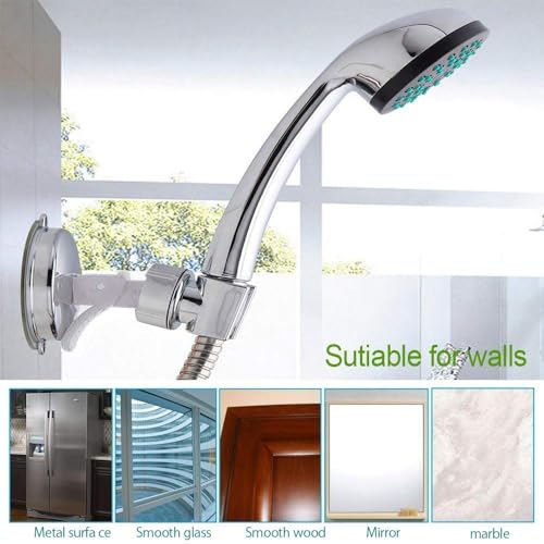 SWOPPLY Self Adhesive Wall Hook for Hand Shower and Health Faucet Bath Shower Head Holder Bathroom Chrome Wall Mount Strong Suction Handheld 360° Rotatable Hand Cup Holder Flush Mounted Mixer Set - Image 2