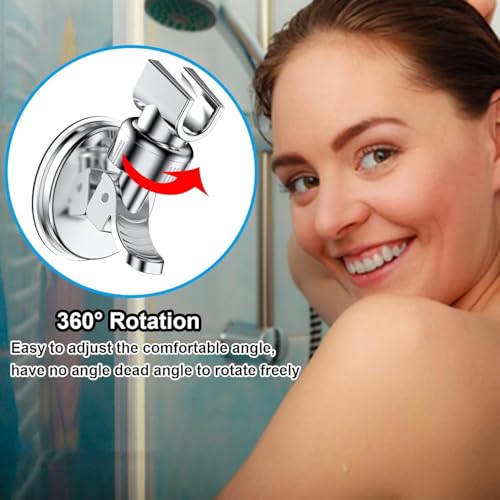 SWOPPLY Self Adhesive Wall Hook for Hand Shower and Health Faucet Bath Shower Head Holder Bathroom Chrome Wall Mount Strong Suction Handheld 360° Rotatable Hand Cup Holder Flush Mounted Mixer Set - Image 4