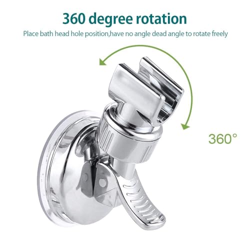 SWOPPLY Self Adhesive Wall Hook for Hand Shower and Health Faucet Bath Shower Head Holder Bathroom Chrome Wall Mount Strong Suction Handheld 360° Rotatable Hand Cup Holder Flush Mounted Mixer Set - Image 3