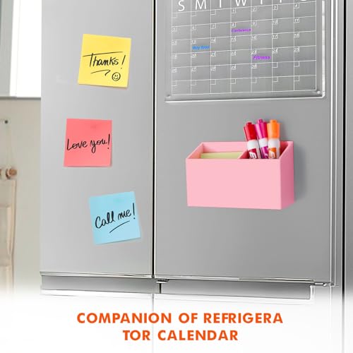 BEYGORM Magnetic Dry Erase Marker Holder for Whiteboard,Non-slip Acrylic Magnet Pen Holder for Fridge Refrigerator,Locker Organizer for Work,Locker Accessories,Pencil Cup for Desk(Pink) - Image 3