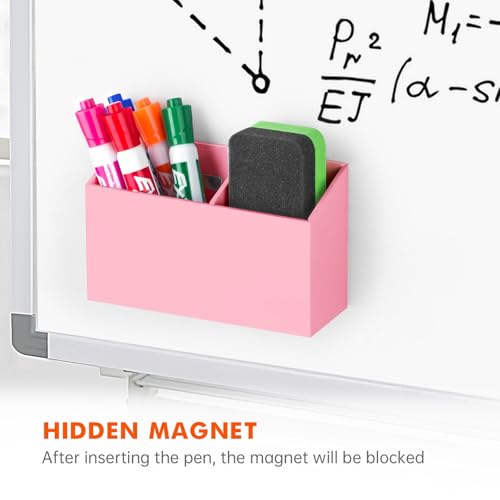 BEYGORM Magnetic Dry Erase Marker Holder for Whiteboard,Non-slip Acrylic Magnet Pen Holder for Fridge Refrigerator,Locker Organizer for Work,Locker Accessories,Pencil Cup for Desk(Pink) - Image 4
