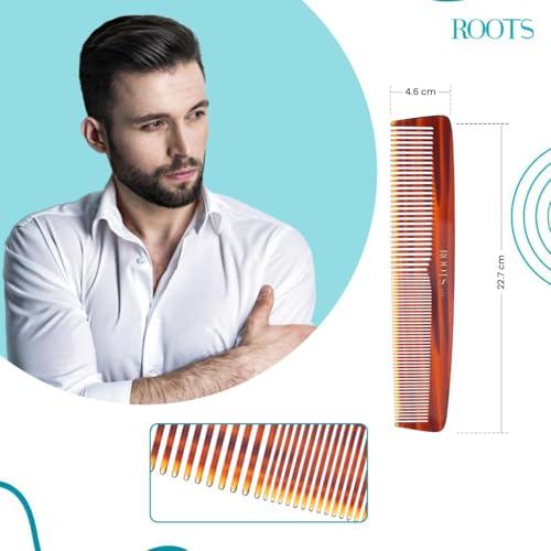 ROOTS Classic Comb | Dual Teeth For Styling & Detangling | Rounded Teeth prevent Hair damage | For Women with Straight, Long, silky, Wavy Hair | Wet & Dry use | Length - 8.9 Inch | Model No - 42A - Image 4