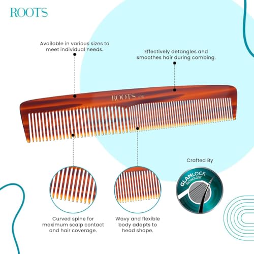 ROOTS Classic Comb | Dual Teeth For Styling & Detangling | Rounded Teeth prevent Hair damage | For Women with Straight, Long, silky, Wavy Hair | Wet & Dry use | Length - 8.9 Inch | Model No - 42A - Image 2