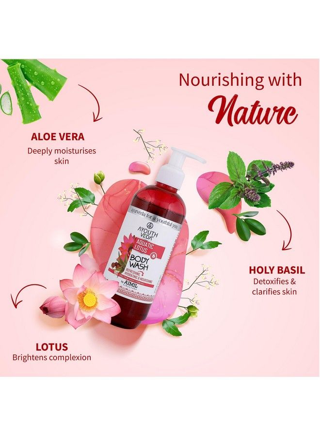 AYOUTHVEDA Aquatic Lotus Body Wash With Rich Blend Of Aloevera Lotus & Holy Basil ;Refreshes Deep Cleanses & Hydrates The Body ; Gentle Body Wash For Daily Use (Pack Of 1300Ml)  - Image 3