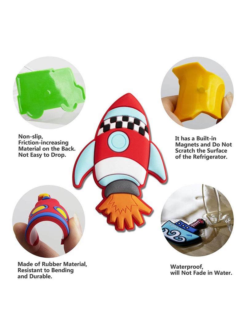 26 Pcs Rubber Fridge Magnets Transport Set for Kids Aircraft Boat Car Educational Toy Gift for Ages 6 and Up - Image 5
