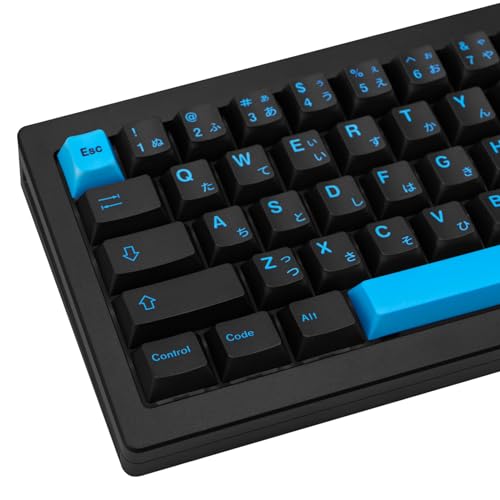 TIMSEKER 129 Keys Black and Blue Japanese Keycaps, Cyberpunk Theme PBT Keycaps, Comfortable Ergonomics Cherry Key Caps, Never Fade Dye Sub Custom Key Caps for Mechanical Keyboard - Image 1