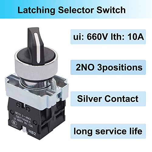 TWTADE / 2Pcs 22mm Selector Switch 2 NO 3 - Positions Maintained Latching Rotary Selector Switch 440V 10A XB2-20X/31-HB2-BD33 - Image 2