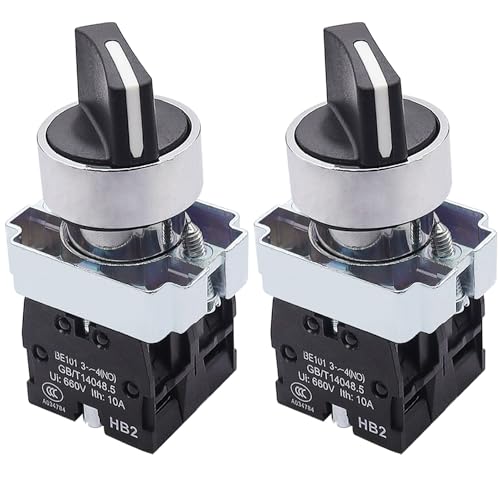 TWTADE / 2Pcs 22mm Selector Switch 2 NO 3 - Positions Maintained Latching Rotary Selector Switch 440V 10A XB2-20X/31-HB2-BD33 - Image 1