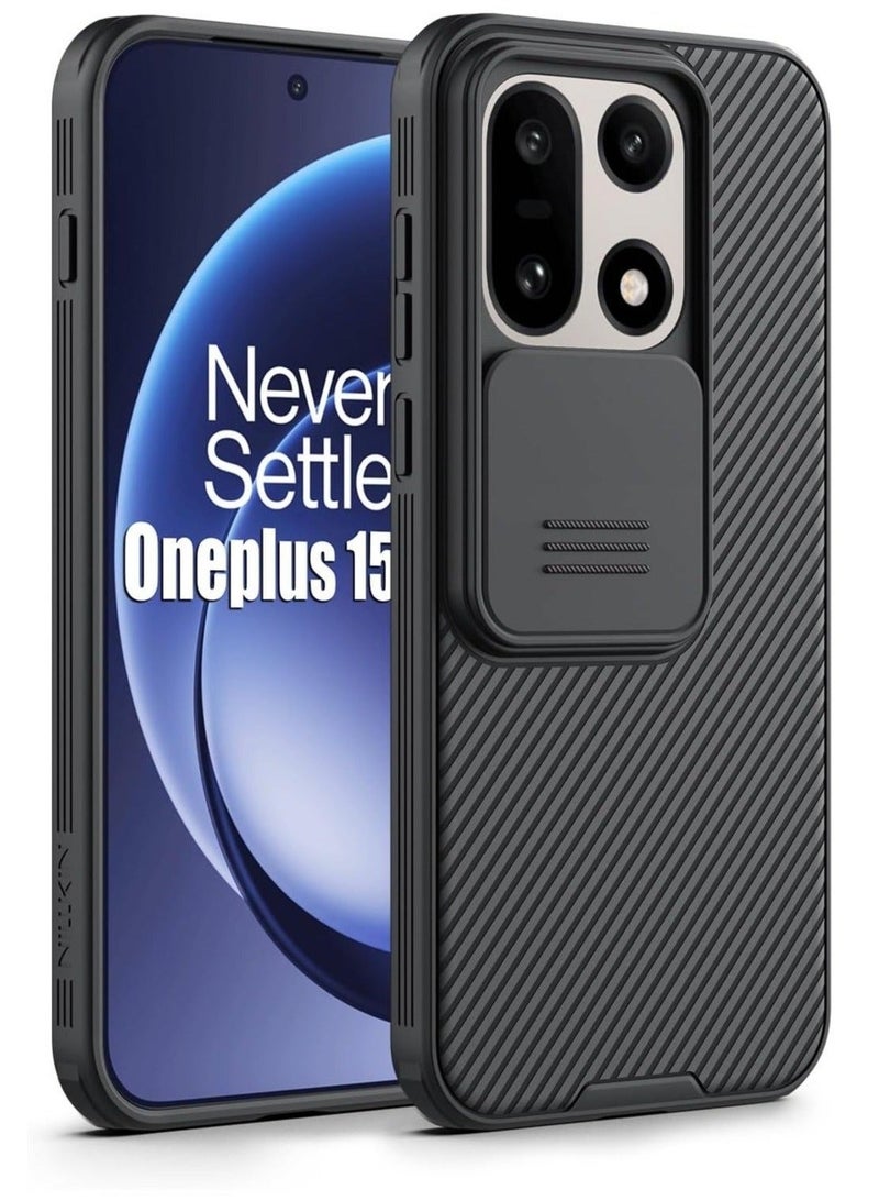 نيلكين CamShield Pro Case for OnePlus 15 Protective PC+TPU Hybrid Cover with Sliding Camera Shield, Airbag Corner Defense & Sleek Anti-Fingerprint Finish – Black - Image 1