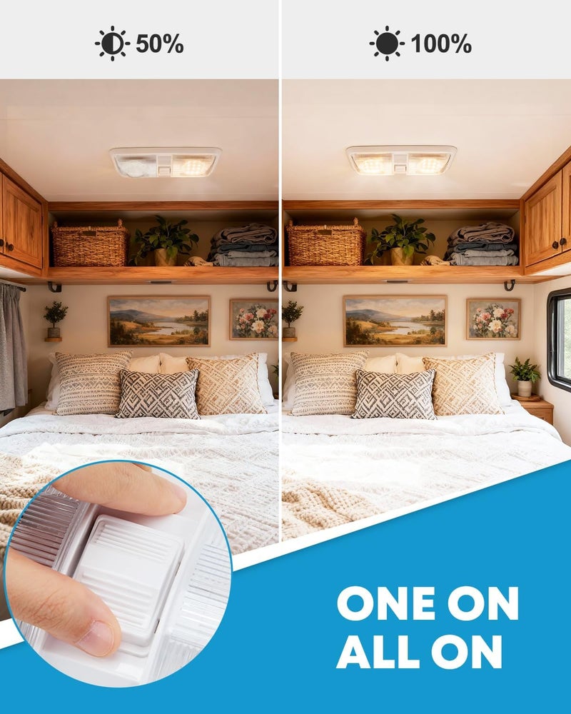 Kohree RV Lights Interior 5PCS, RV LED Ceiling Lights, 12V RV Lights Double Dome Light Fixture with ON/OFF Switch for RV Car Trailer Camper Boat, Natural White 4000-4500K, 48X5050SMD - Image 2