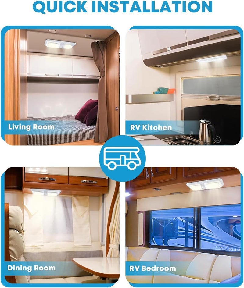 Kohree RV Lights Interior 5PCS, RV LED Ceiling Lights, 12V RV Lights Double Dome Light Fixture with ON/OFF Switch for RV Car Trailer Camper Boat, Natural White 4000-4500K, 48X5050SMD - Image 5