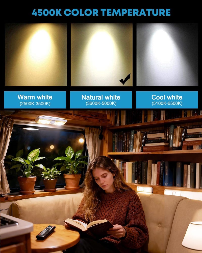 Kohree RV Lights Interior 5PCS, RV LED Ceiling Lights, 12V RV Lights Double Dome Light Fixture with ON/OFF Switch for RV Car Trailer Camper Boat, Natural White 4000-4500K, 48X5050SMD - Image 3