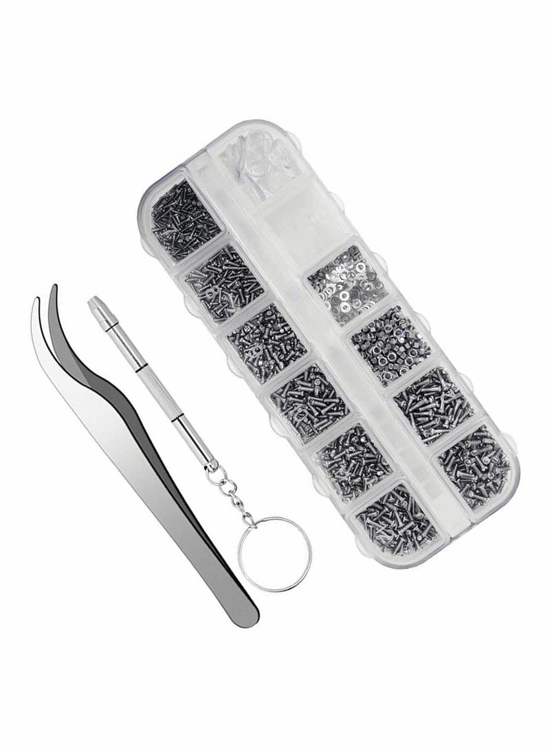 SYOSI Sunglasses Eyeglasses Repair Kit, 1100 Pcs Tiny Stainless Steel Screws and 5 Pairs Nose Pads with Micro Screwdriver Tweezer for Watch Clock Spectacle Eyewear Repair  - Image 1