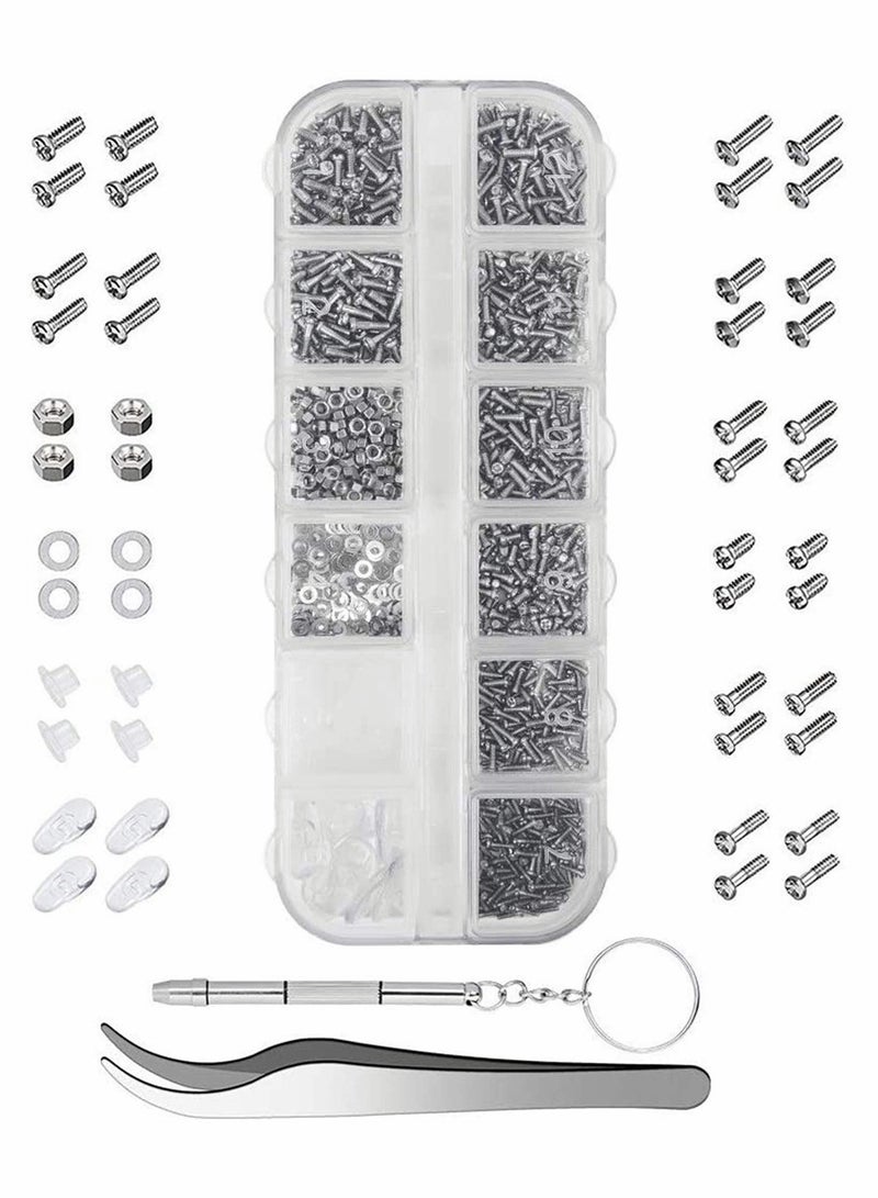 SYOSI Sunglasses Eyeglasses Repair Kit, 1100 Pcs Tiny Stainless Steel Screws and 5 Pairs Nose Pads with Micro Screwdriver Tweezer for Watch Clock Spectacle Eyewear Repair  - Image 5