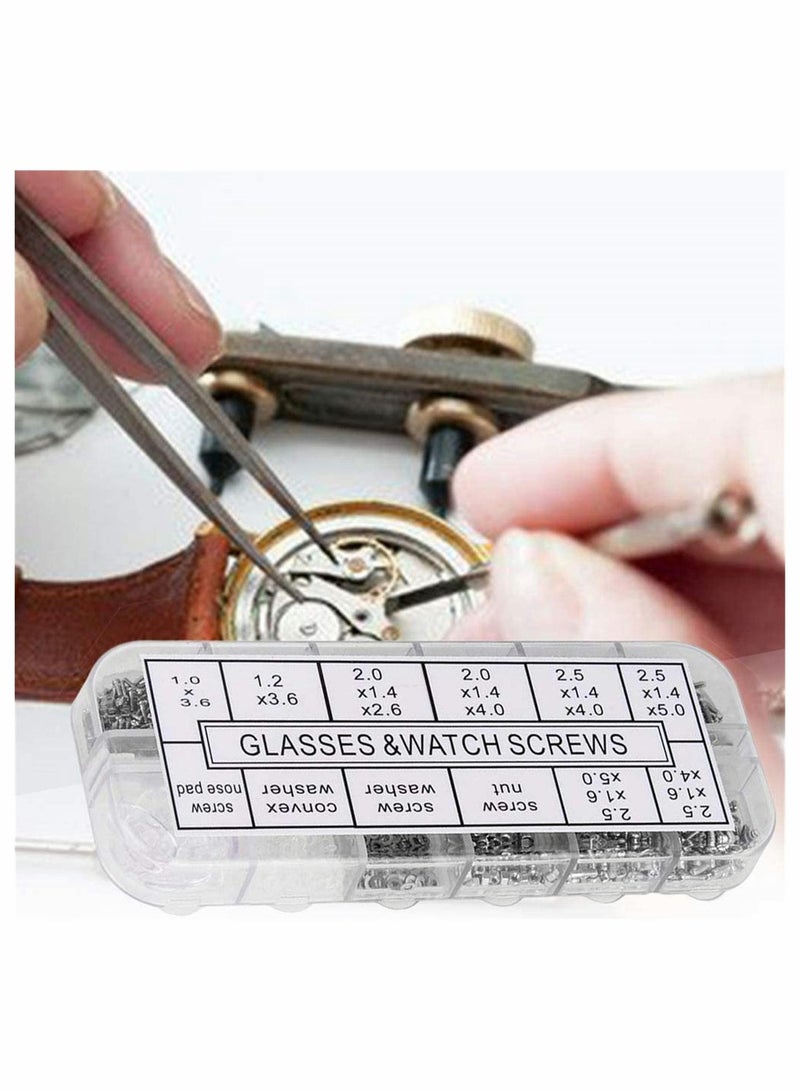 SYOSI Sunglasses Eyeglasses Repair Kit, 1100 Pcs Tiny Stainless Steel Screws and 5 Pairs Nose Pads with Micro Screwdriver Tweezer for Watch Clock Spectacle Eyewear Repair  - Image 3