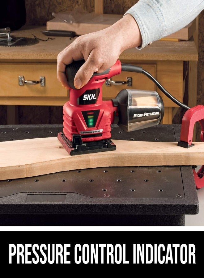 SKIL 7292-02 2.0 Amp 1/4 Sheet Palm Sander with Pressure Control , Red - Image 2