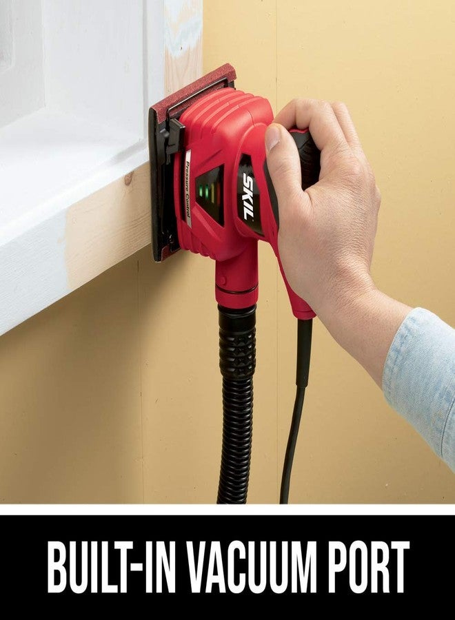 SKIL 7292-02 2.0 Amp 1/4 Sheet Palm Sander with Pressure Control , Red - Image 4