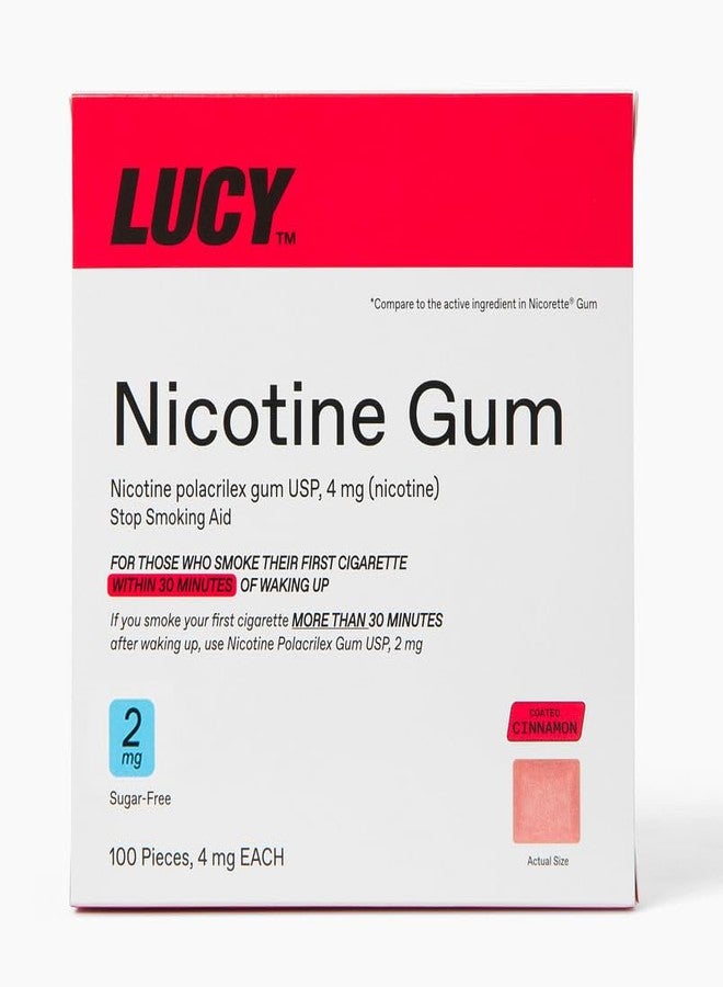 LUCY™ NRT Nicotine Gum, Stop Smoking Aid, Cinnamon Flavor, 2mg 100-Count - Image 1