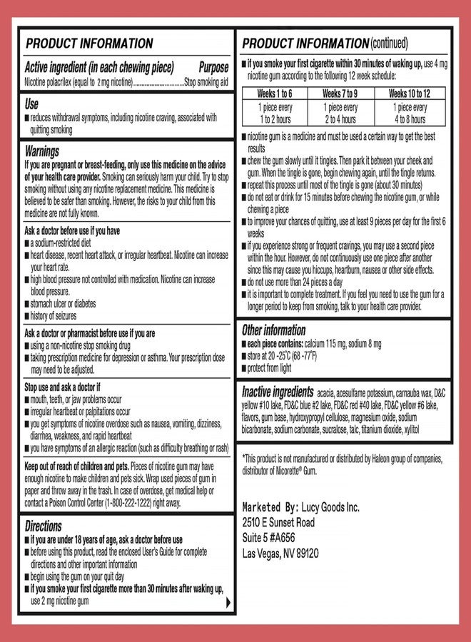 LUCY™ NRT Nicotine Gum, Stop Smoking Aid, Cinnamon Flavor, 2mg 100-Count - Image 5